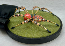Load image into Gallery viewer, Vintage Orange & White Cabachon Cufflink on Olive 4 Inch Hoop Spider