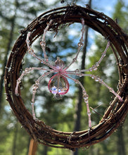 Load image into Gallery viewer, Hand Beaded Crystal Pink Queen Sun Catcher Spider