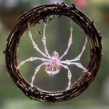 Load image into Gallery viewer, Hand Beaded Crystal Pink Queen Sun Catcher Spider