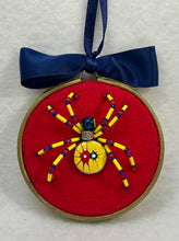 Load image into Gallery viewer, Vintage Cufflink Primary Paint Spots on Red 3 Inch Hoop Spider