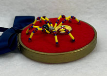Load image into Gallery viewer, Vintage Cufflink Primary Paint Spots on Red 3 Inch Hoop Spider