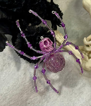 Load image into Gallery viewer, Beaded Purple Skull Spider