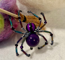 Load image into Gallery viewer, Beaded Purple & Black Spiderling
