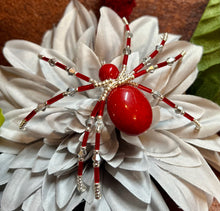 Load image into Gallery viewer, Red Puffy Beaded Spider