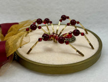 Load image into Gallery viewer, Vintage Gold & Red Cufflink on Cream 4 Inch Hoop Spider