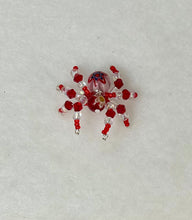 Load image into Gallery viewer, Hand Made Glass Red Floral Jumping Spider