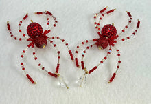 Load image into Gallery viewer, Beaded Red Sparkle Crystal Drop Christmas Spider