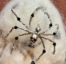 Load image into Gallery viewer, Beaded Silver Metal Skull Spiderling