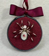 Load image into Gallery viewer, Vintage Cufflink Silver & Red Cat's Eye on Burgundy 3 Inch Hoop Spider