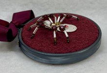 Load image into Gallery viewer, Vintage Cufflink Silver & Red Cat's Eye on Burgundy 3 Inch Hoop Spider