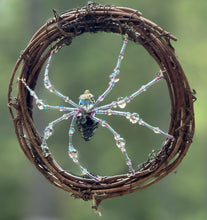 Load image into Gallery viewer, Hand Beaded Skull Crystal Sun Catcher Spider