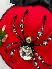 Load image into Gallery viewer, Large Cut Crystal Silver Bezel on Red 6 Inch Hoop Spider