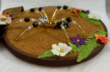 Load image into Gallery viewer, Vintage Cufflink Gold & Black Glass on Coffee 6 Inch Hoop Spider