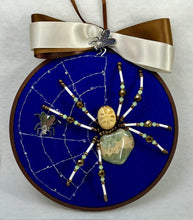 Load image into Gallery viewer, Vintage Cufflink Serpentine Cabochon on Blue 6 Inch Hoop Spider