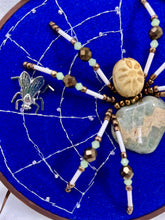 Load image into Gallery viewer, Vintage Cufflink Serpentine Cabochon on Blue 6 Inch Hoop Spider