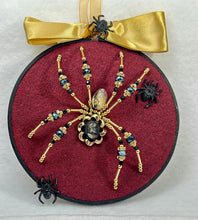 Load image into Gallery viewer, Vintage Cufflink Gold & Black Roman Knight on Burgundy 6 Inch Hoop Spider