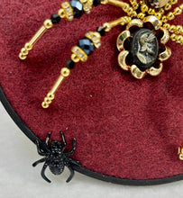 Load image into Gallery viewer, Vintage Cufflink Gold & Black Roman Knight on Burgundy 6 Inch Hoop Spider