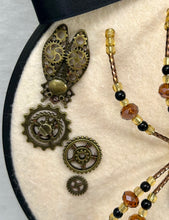 Load image into Gallery viewer, Vintage Cufflink Gold & Black Glass on Cream 6 Inch Hoop Spider