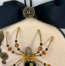 Load image into Gallery viewer, Vintage Cufflink Gold & Black Glass on Cream 6 Inch Hoop Spider