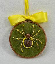 Load image into Gallery viewer, Vintage Copper Sunflower Cufflink on Olive 4 Inch Hoop Spider