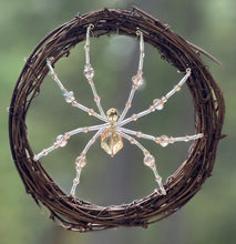Load image into Gallery viewer, Hand Beaded Topaz Crystal Sun Catcher Spider