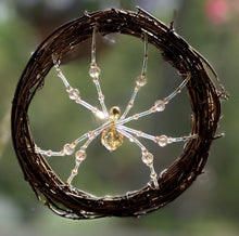 Load image into Gallery viewer, Hand Beaded Topaz Crystal Sun Catcher Spider