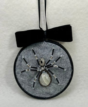 Load image into Gallery viewer, Vintage White & Grey Agate Cufflink on Grey 4 Inch Hoop Spider