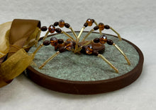 Load image into Gallery viewer, Vintage Wood Cufflink on Green 4 Inch Hoop Spider