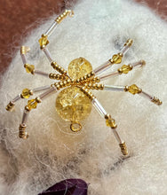Load image into Gallery viewer, Beaded Yellow Crackle Glass Spiderling
