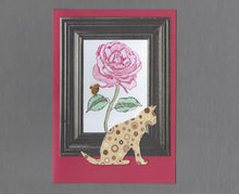 Load image into Gallery viewer, Handmade Custom Fabric Angel the Attentive Cat Blank Greeting Card