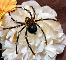 Load image into Gallery viewer, Beaded Silver Sheen Obsidian Spider