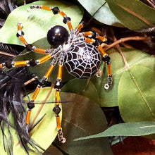 Load image into Gallery viewer, Beaded Black Web Spider