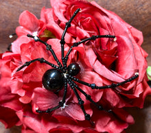 Load image into Gallery viewer, Beaded Black Widow Spider