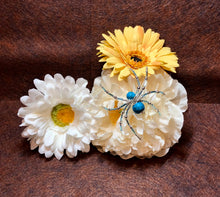 Load image into Gallery viewer, Beaded Blue Dyed Howlite Spider