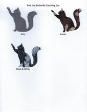 Load image into Gallery viewer, Handmade Custom Fabric Bob the Butterfly Catching Cat Blank Greeting Card