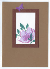 Load image into Gallery viewer, Handmade Custom Fabric Bob the Butterfly Catching Cat Blank Greeting Card