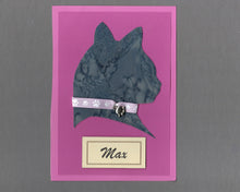 Load image into Gallery viewer, Handmade Custom Longhaired Silhouette Blue Cat Blank Greeting Card