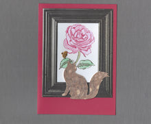 Load image into Gallery viewer, Handmade Custom Fabric Fritz the Fluffy Tailed Cat Blank Greeting Card