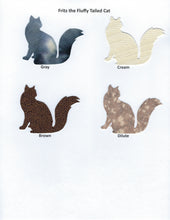 Load image into Gallery viewer, Handmade Custom Fabric Fritz the Fluffy Tailed Cat Blank Greeting Card