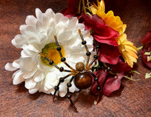 Load image into Gallery viewer, Beaded Dark Brown Wooden Spider