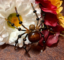 Load image into Gallery viewer, Beaded Dark Brown Wooden Spider