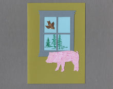 Load image into Gallery viewer, Handmade Custom Large Animal Squiggles the Pig Blank Greeting Card