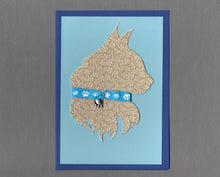 Load image into Gallery viewer, Handmade Custom Longhaired Silhouette Blue Cat Blank Greeting Card