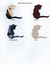 Load image into Gallery viewer, Handmade Custom Fabric Pepper the Pensive Cat Blank Greeting Card