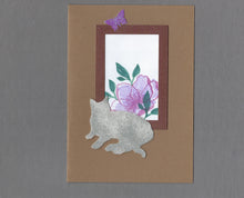 Load image into Gallery viewer, Handmade Custom Fabric Samantha the Spoiled Cat Blank Greeting Card