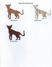 Load image into Gallery viewer, Handmade Custom Fabric Simba the Siamese Cat Blank Greeting Card