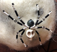 Load image into Gallery viewer, Beaded Howlite Skull Spiderling