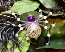 Load image into Gallery viewer, Beaded White Web Spider