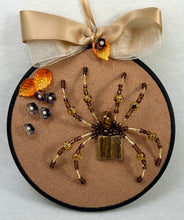Load image into Gallery viewer, Vintage Cufflink Gold &amp; Antler on Beige 6 Inch Hoop Spider
