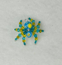 Load image into Gallery viewer, Hand Made Glass Aqua Floral Jumping Spider
